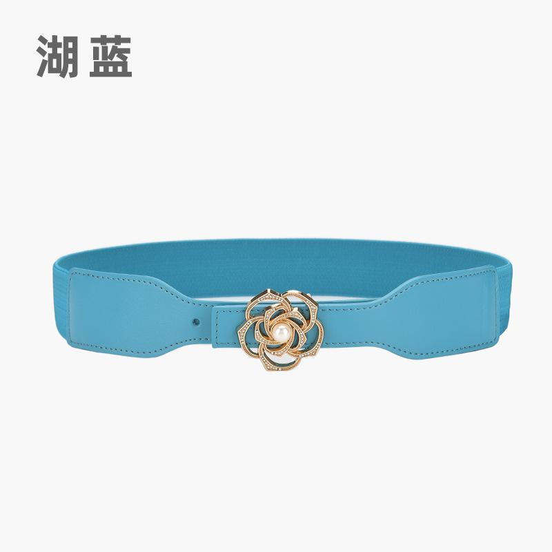 Pearl Buckle Elastic Waist Seal Simple Elastic Belt Women'S Fine Decorative Dress Small Belt With Accessories