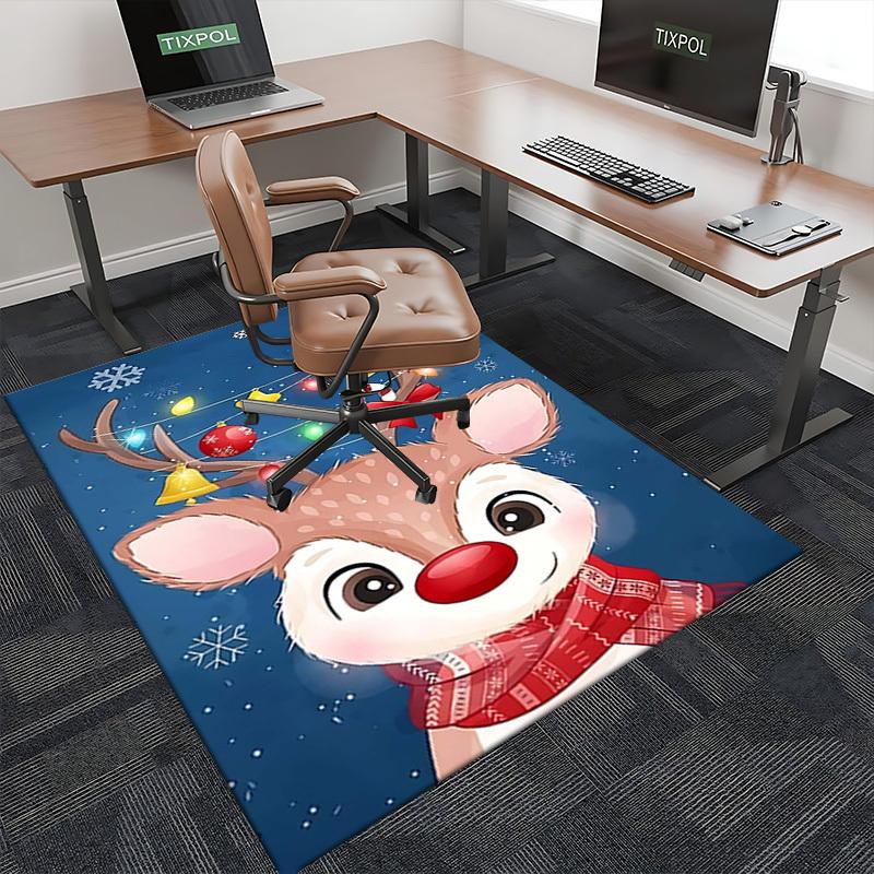 Christmas Deer Chair Mat - Anime Cartoon Design, Non-Slip Carpet for Office, Home Decor, Living Room, Bedroom, Gaming Room & Dormitory.R079