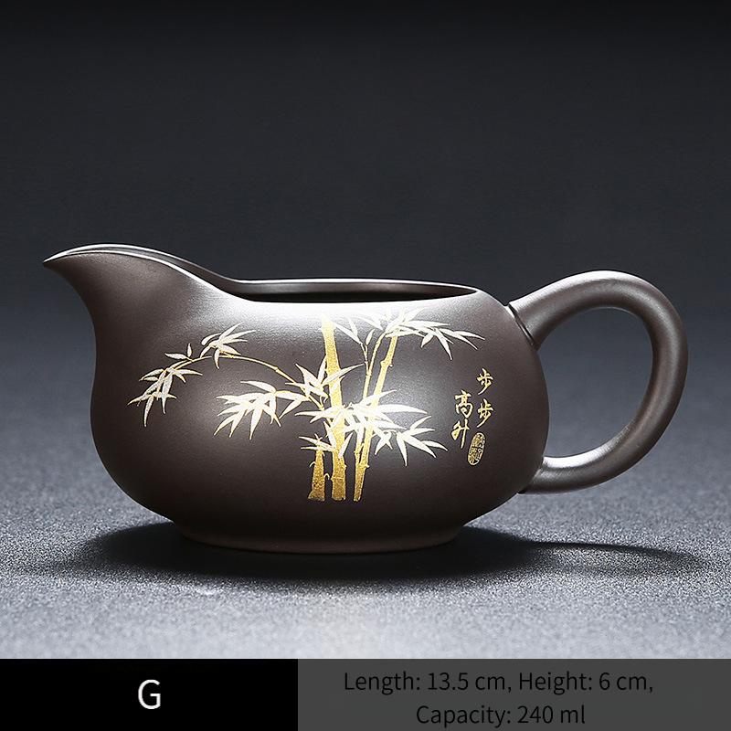 Purple Clay Gongdao Cup with Gold Trimming Ceramic Gong Cup Even Cup Kung Fu Tea Set Tea Sea Tea Divider Tea Strainer Accessories