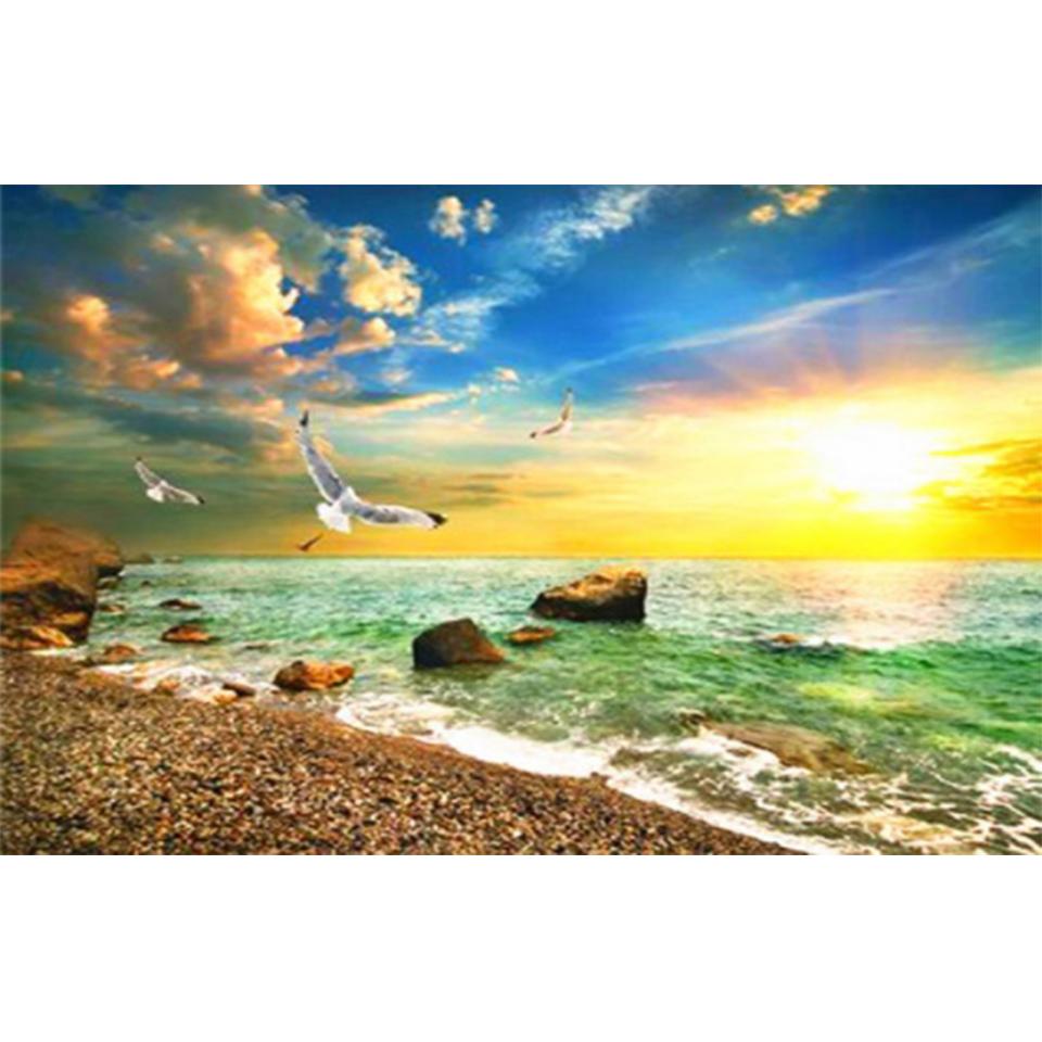 

5D DIY Приморский пейзаж Алмазная картина Картина Стразы Мозаика Комплект Полная Алмазная Вышивка Домашнее Украшение Ручной Работы Подарок Full Round 20x30CM