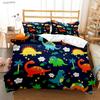 Three-Piece Cartoon Cute Dinosaur 3D Digital Printing Bedding Kit Bed Sheet Quilt Cover
