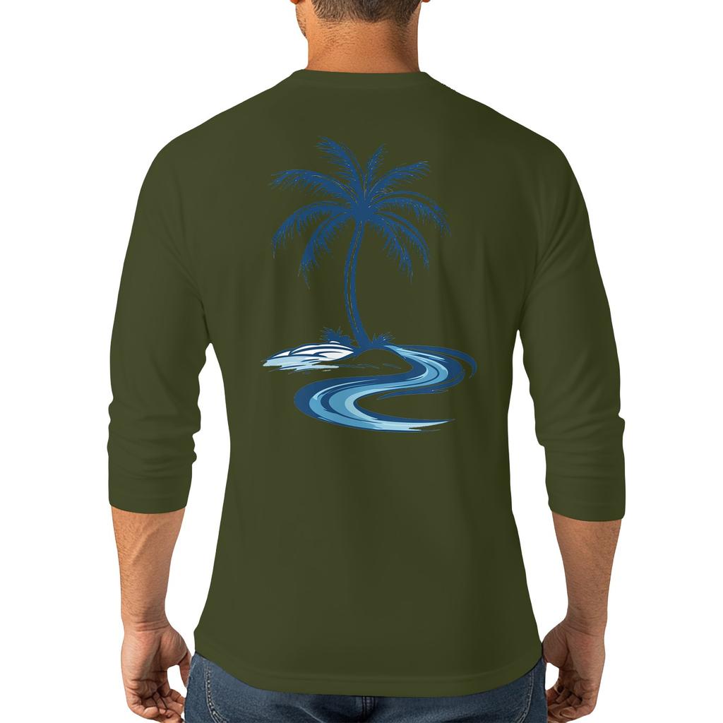 Men's casual and fashionable printed collar three-quarter sleeve top T-shirt