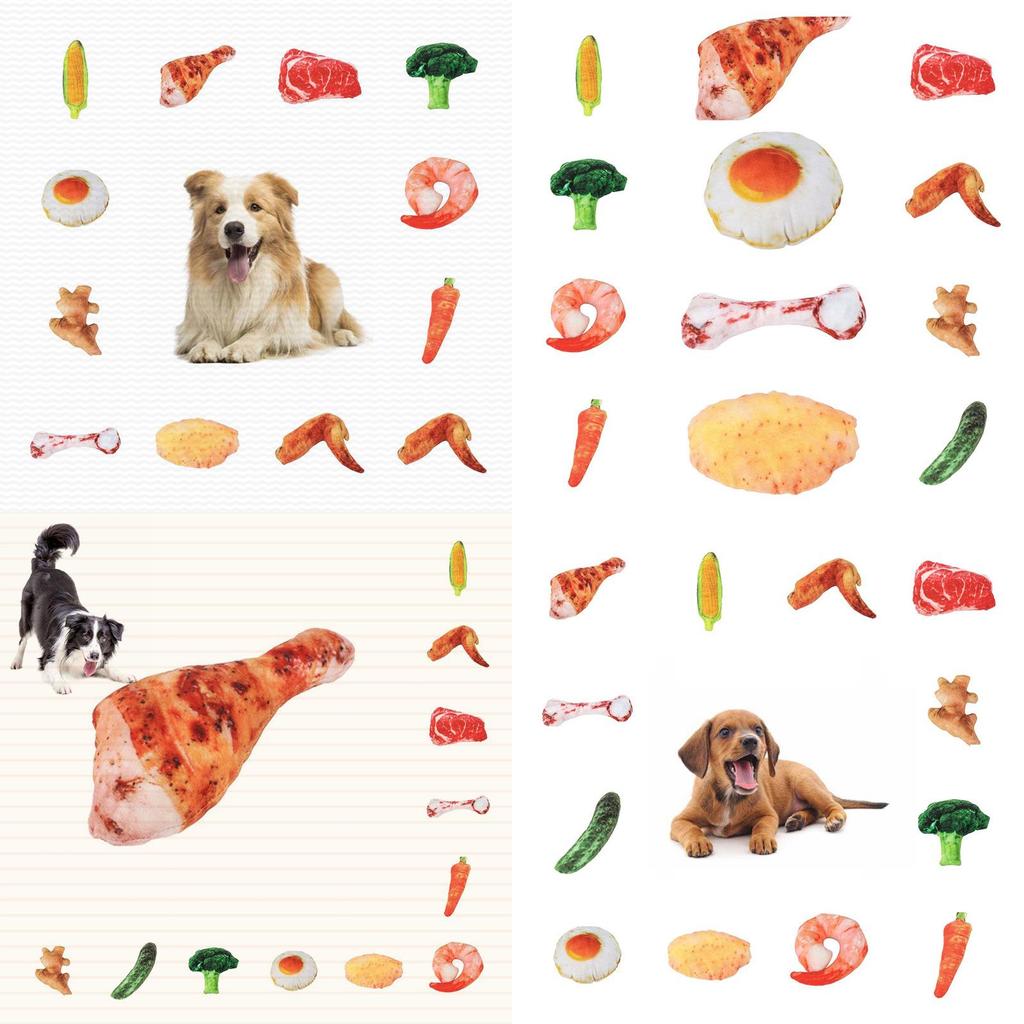 Juguete masticable duradero de lona para perros con diseño de verduras para horas de diversión