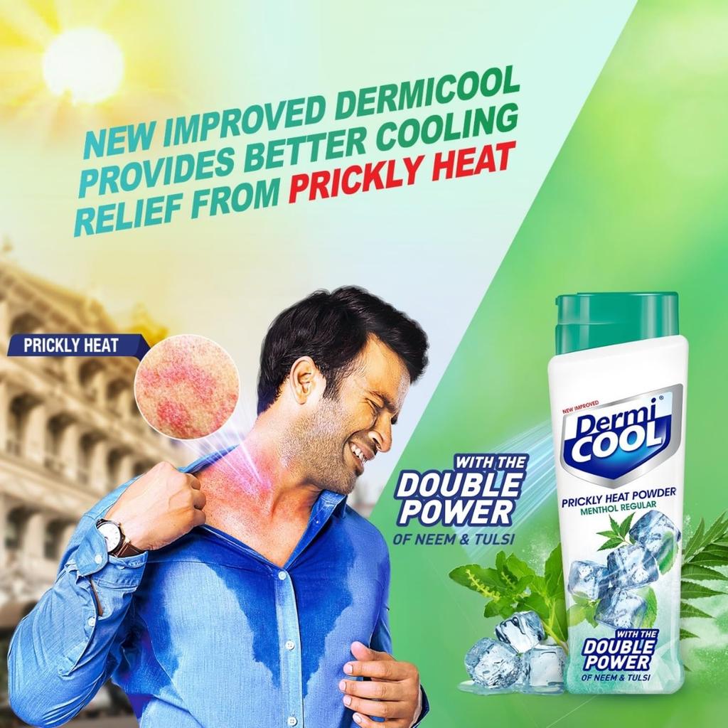 Dermi Cool Menthol Powder with Neem & Tulsi for Prickly Heat Relief 400g