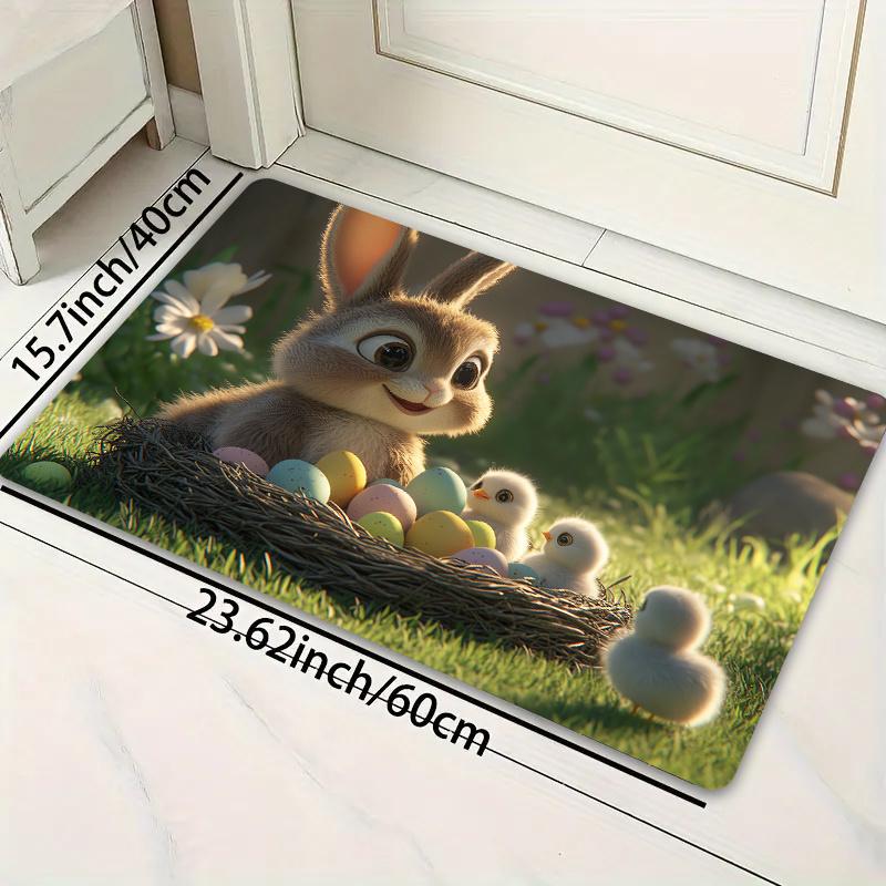 1Pcs Anti Fatigue Kitchen Rugs, Cute Rabbit and Print Waterproof Non-Slip Thick Cushioned Kitchen Mat Heavy Duty Comfort Standing Mat for Kitchen