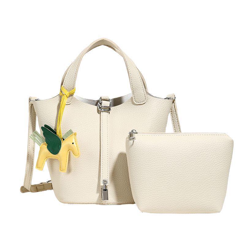 Cross PU Lychee Women s Basket Bucket Handbag Shoulder Bag (2026) - Simple Commute Design