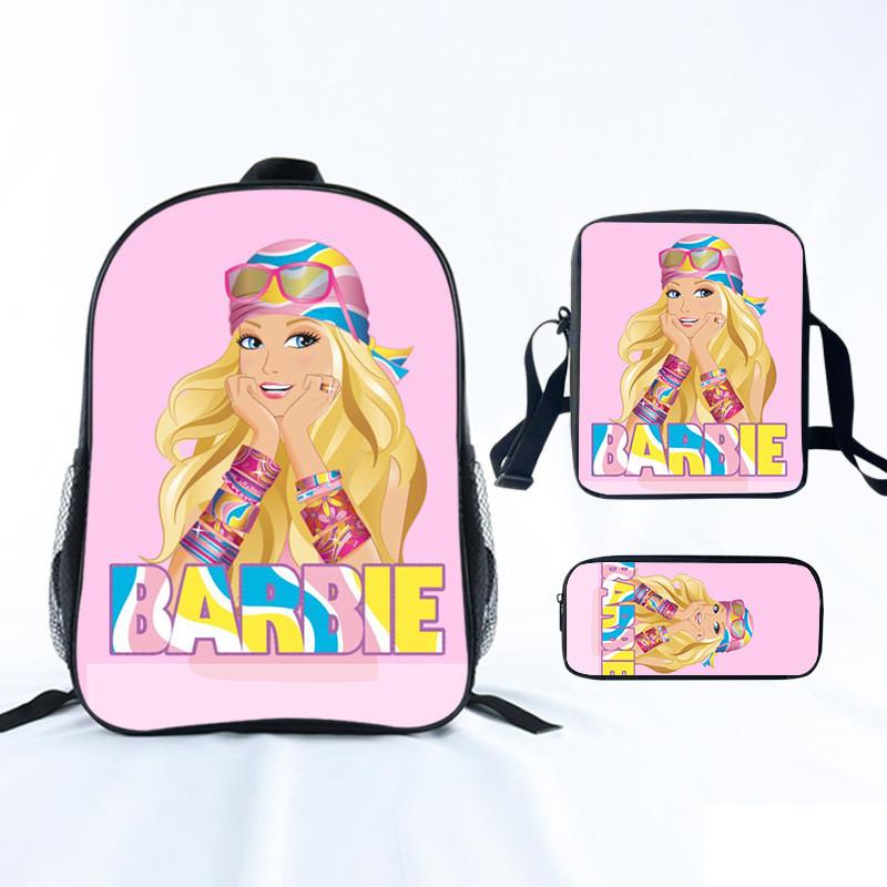 Barbie Princess School Bag Threepiece Set With Oxford Fabric For Girls Student Use