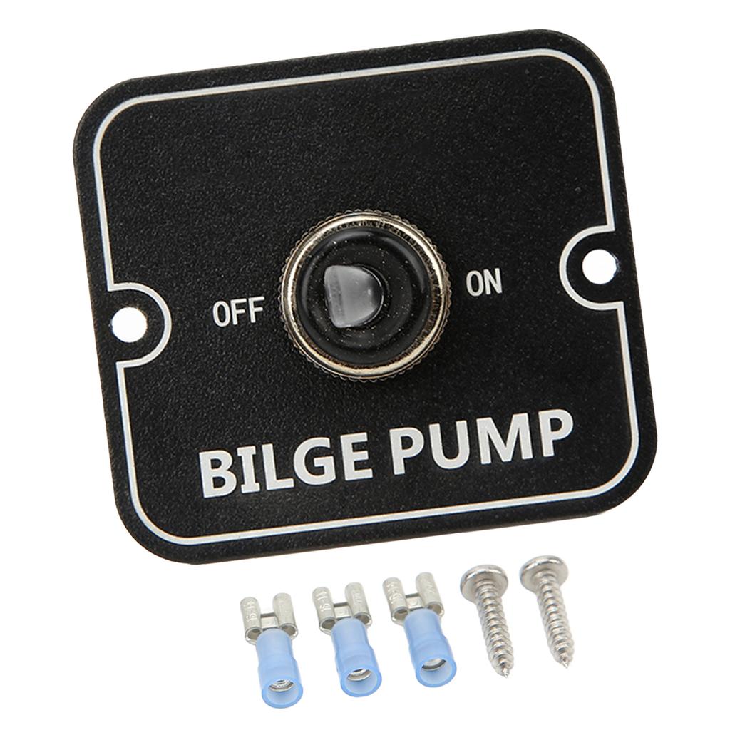 12V 24V Bilge Pump Control Switch with LED Indicator Light Sensitive Black Safe Manual Aluminum Panel