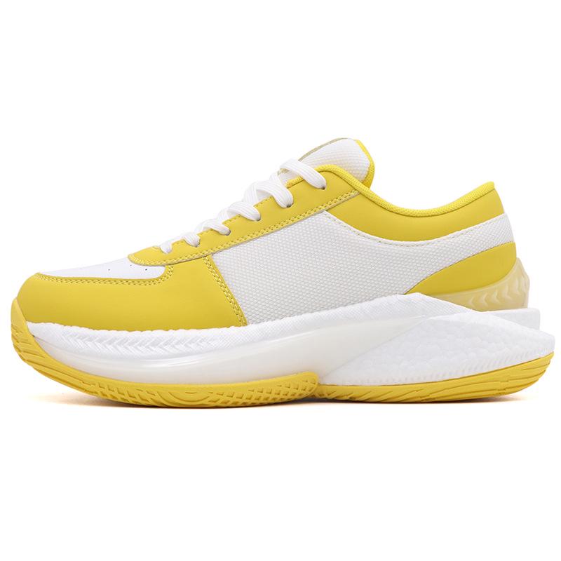 2024 White Low-Top Basketball Shoes: Non-Slip, Wear-Resistant with Shock-Absorbing Popcorn Sole & Rubber Patches for Men
