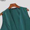 INCERUN Two Pieces Men V Neck Thin Sleeveless Vest and Pleated Shorts Clothing Sets