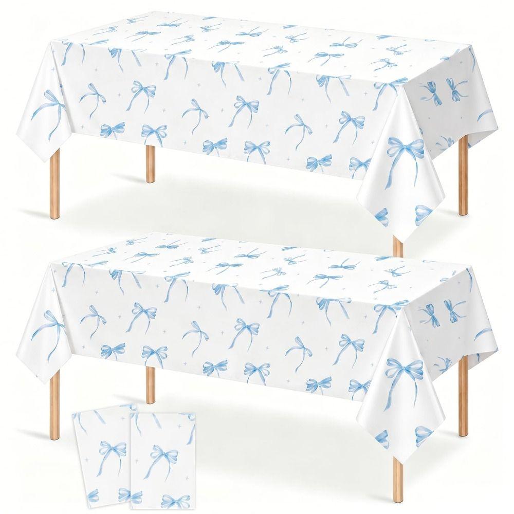 Disposable Table Cover Bow Birthday Theme Tablecloth Cute Table Clothes Party Decorations