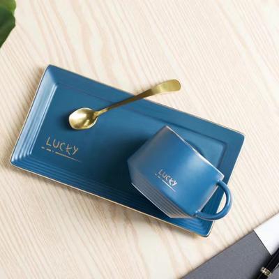 Nordic Style Solid Color Coffee Cup and Plate Two Piece Set Mug Water Cup Coffee Cup Milk Cup Breakfast Cup Afternoon Tea Couple Gift