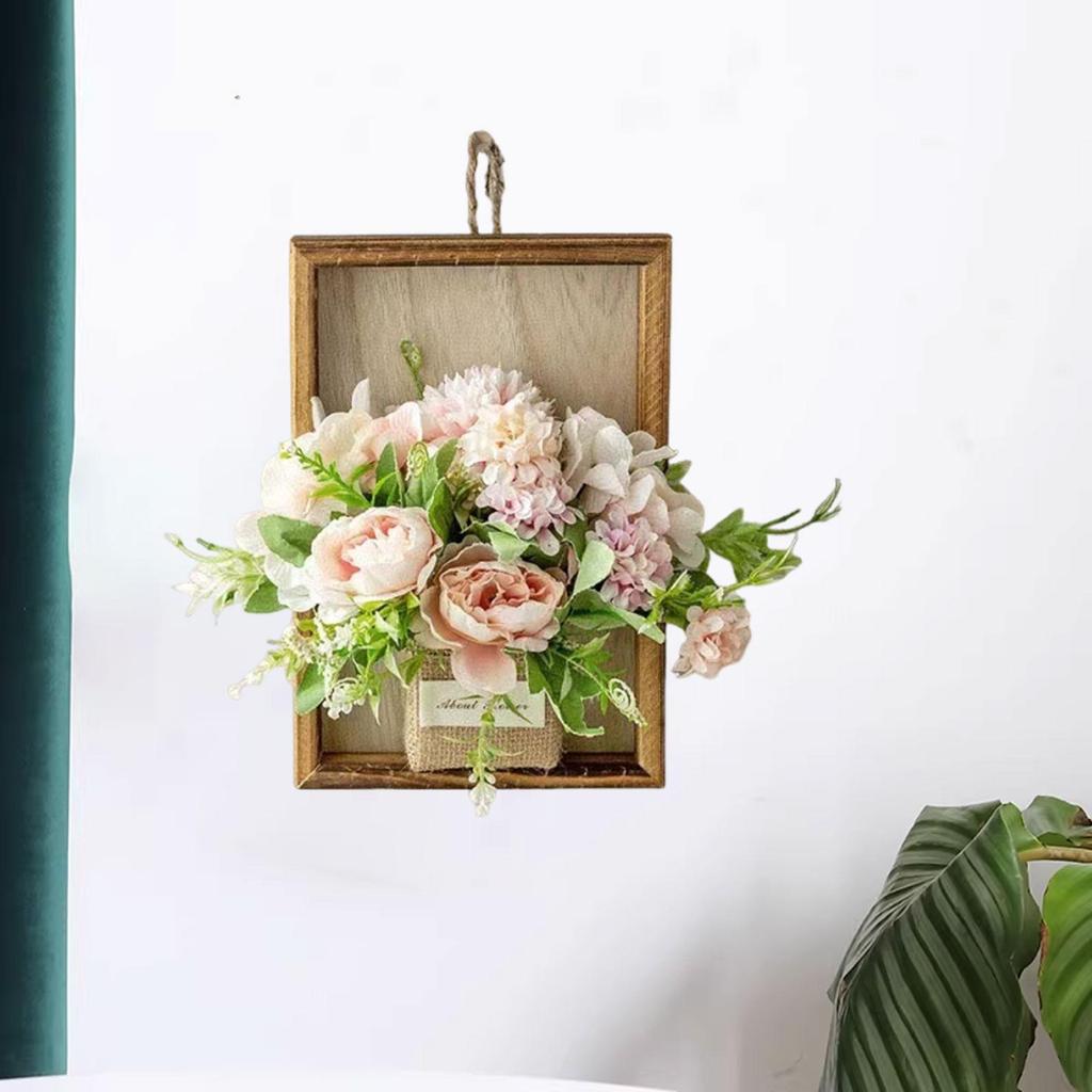 Simulated Flower with Frame Simulated Flower In Wooden Frame Hanging Ornament for Windowsill