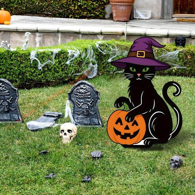 Rustic Pumpkin Metal Ground Stake Weatherproof Halloween Yard Art For Garden Decorations