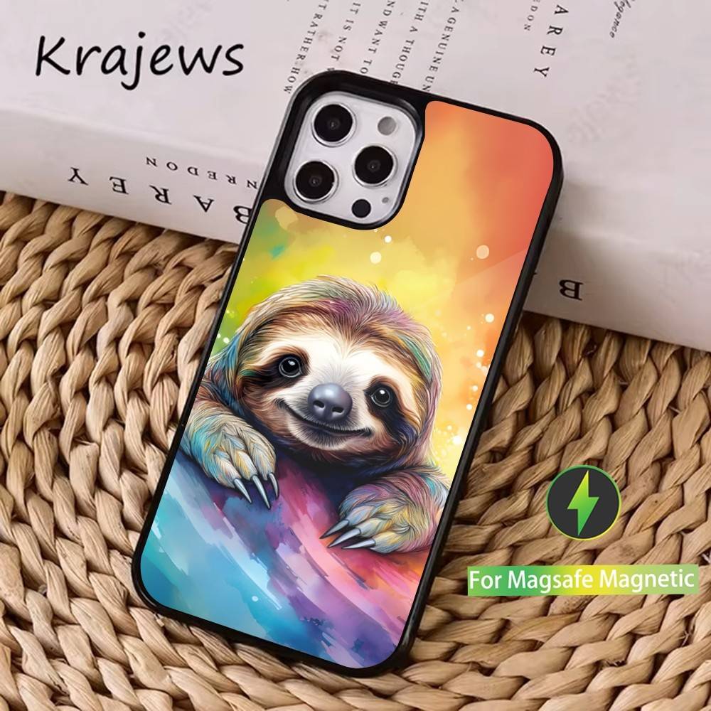 

Cute Animal Sloth Case For iPhone 16,15,14,17,13,12,11,Pro,Max,Plus,Mini, Magsafe,Magnetic Wireless Charging Case iPhone16pro