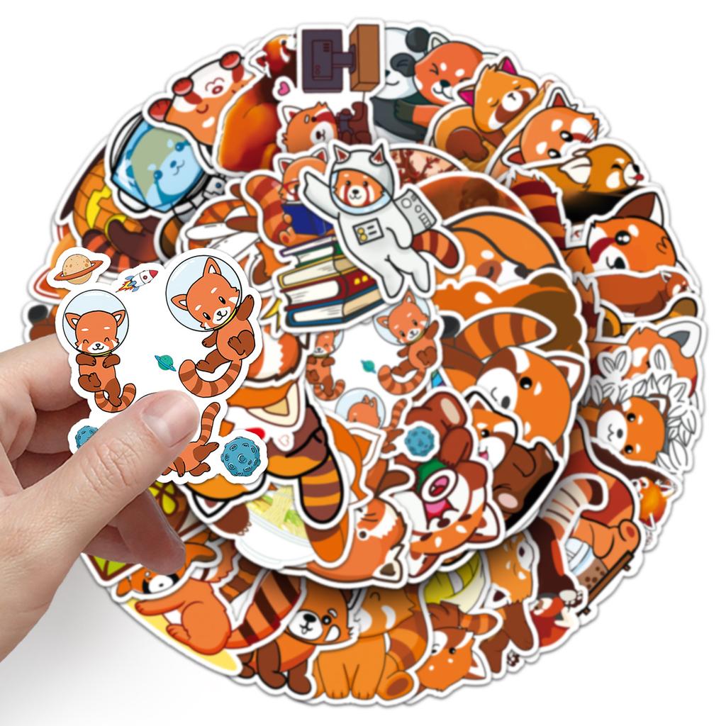 50 Red Panda Doodle Personality Cartoon Cute Animals Children Creative DIY Mobile Suitcase Stickers