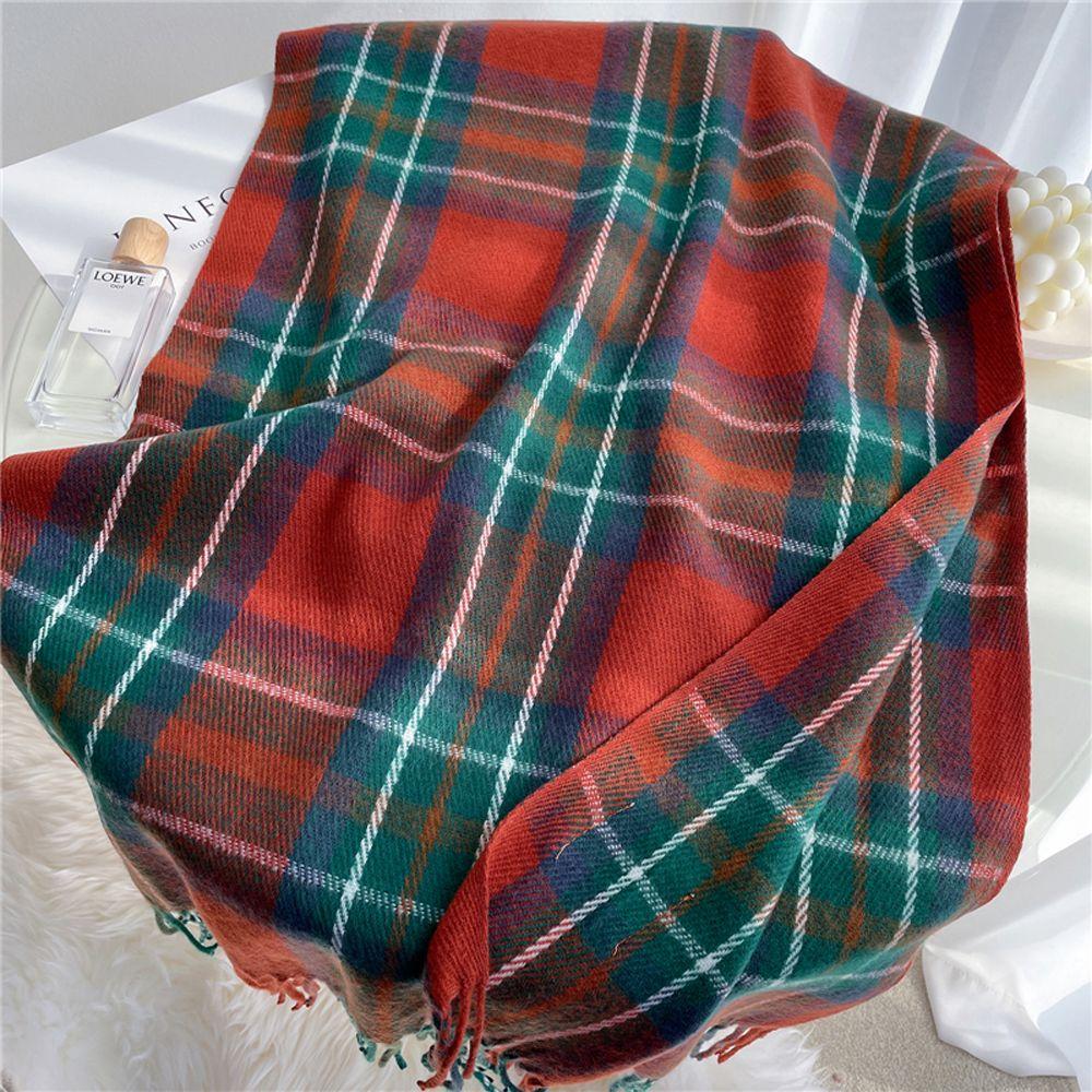 Plaid Tassel Fashion Unisex Warm Scarf Men Scarf Blanket Korean Style Scarves Women Cashmere Shawl