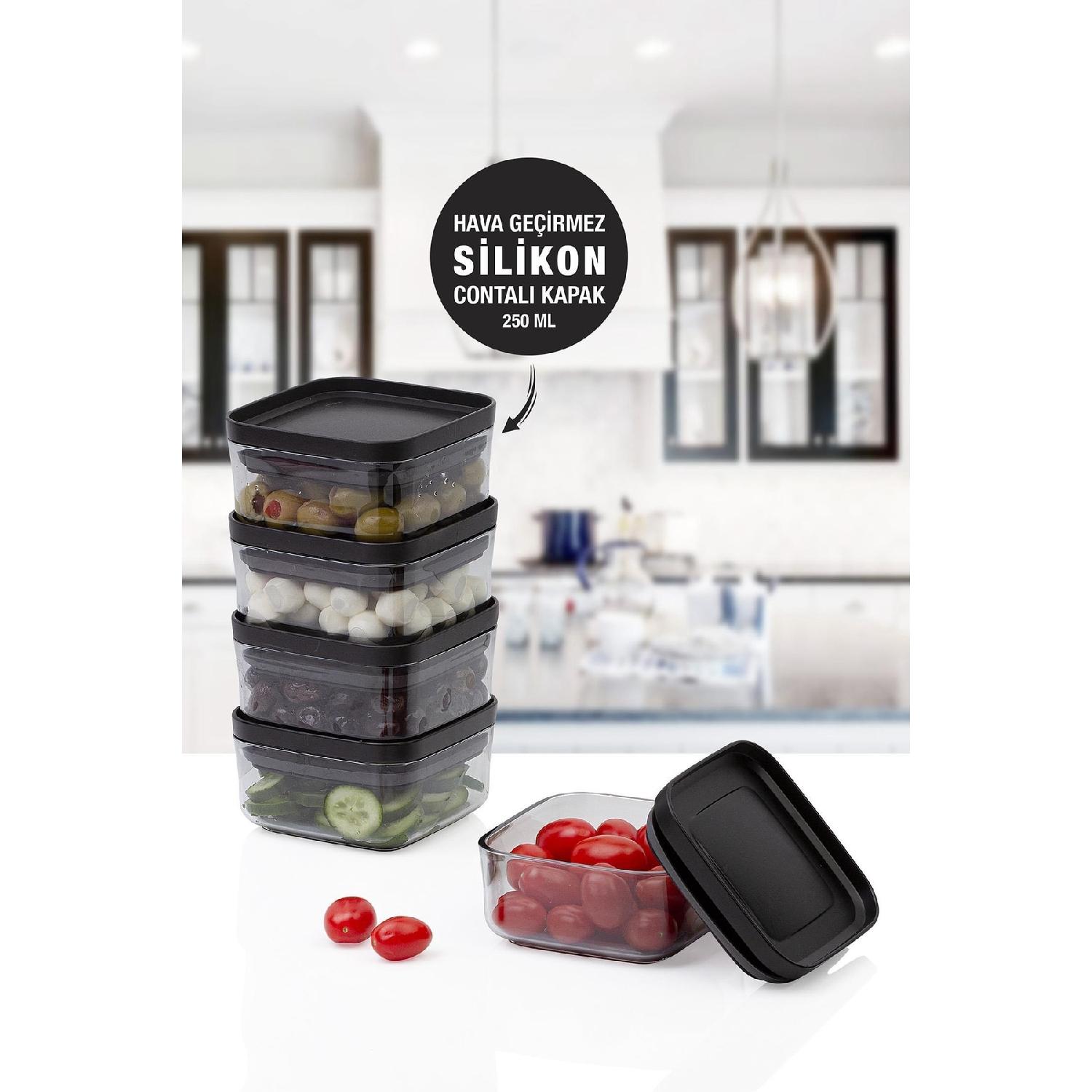 

Black Vacuum Practical Supply Jar Square Set Of 5 - 250 Ml