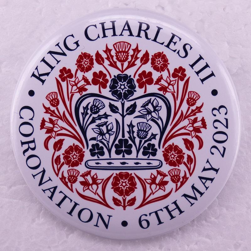 Charles III Coronation Tin Badge Brooch