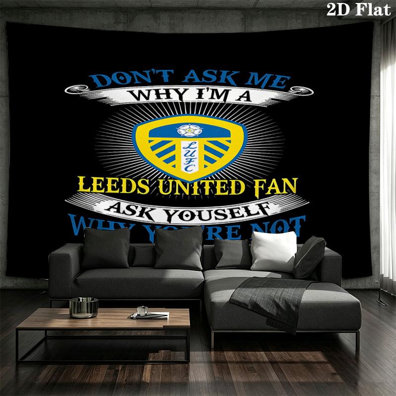 Leeds United Football Club Wall Tapestry Aesthetic Wall Hanging Printed Fabric Blanket Decorative Tapestries for Bedroom Living Room Home Decor