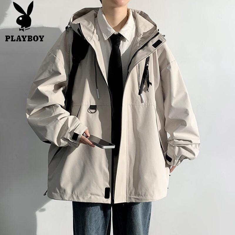 PLAYBOY Men s Hooded American Workwear Windbreaker Jacket L