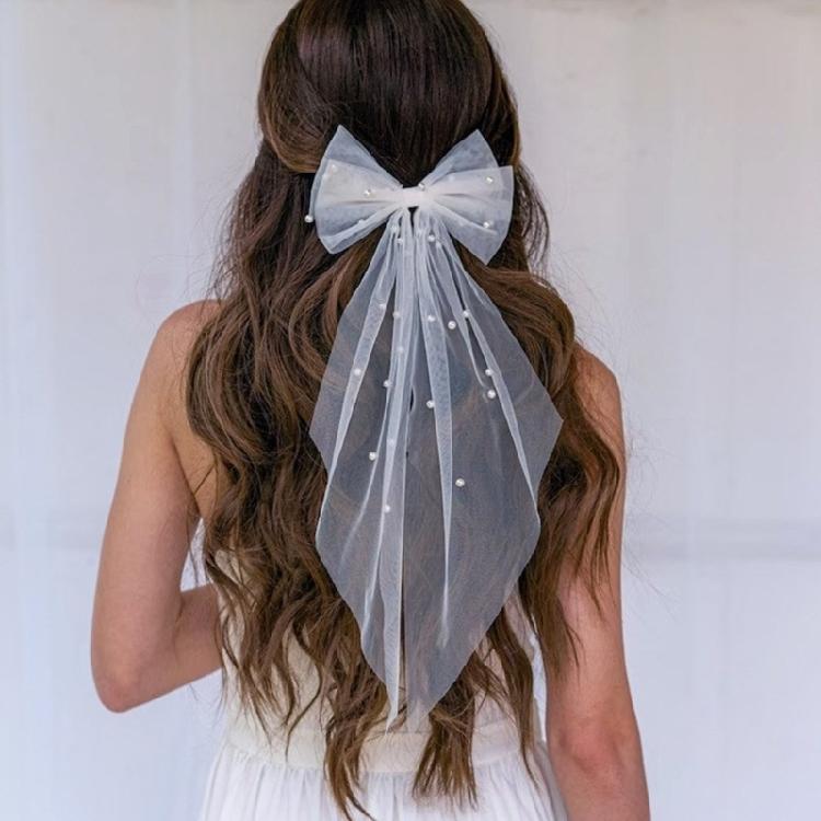 Wedding Veil Hair Clip Bride Veil DoubleLayer Bowknot Veil Bridal Headpieces