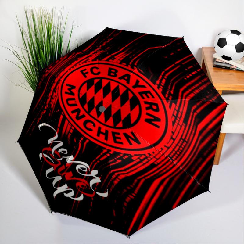 Ombrello Automatico Stampato con Stemma FC Monaco, 8 Stecche per Viaggio, Campeggio, Ombrello Casual, Regalo Essenziale per la famiglia e gli amici