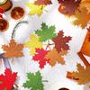 Demissle Thanksgiving Fall Leaves Bulletin Board Decorations Leaf Cutouts Glitter Maple with Adhesive Dots for Bulletin Board Classroom Decor(100