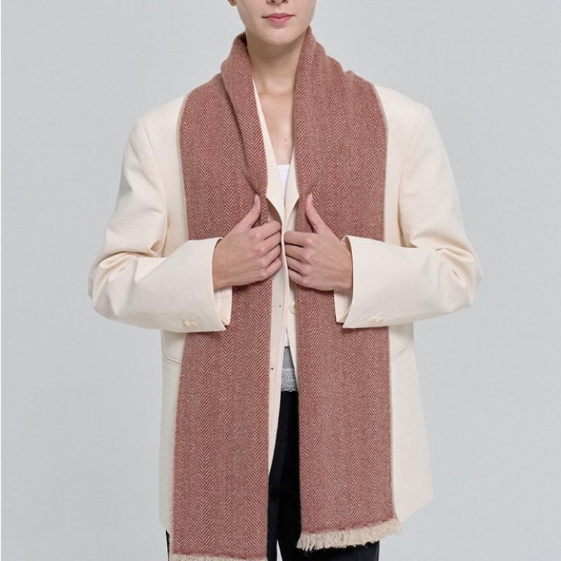 Dal Cashmere Herringbone Muffler Red