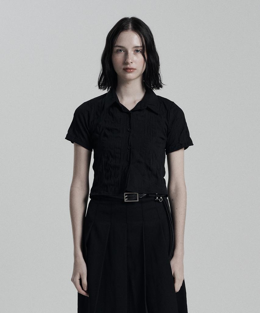 Eonibeu Wrinkle Button Shirt Black