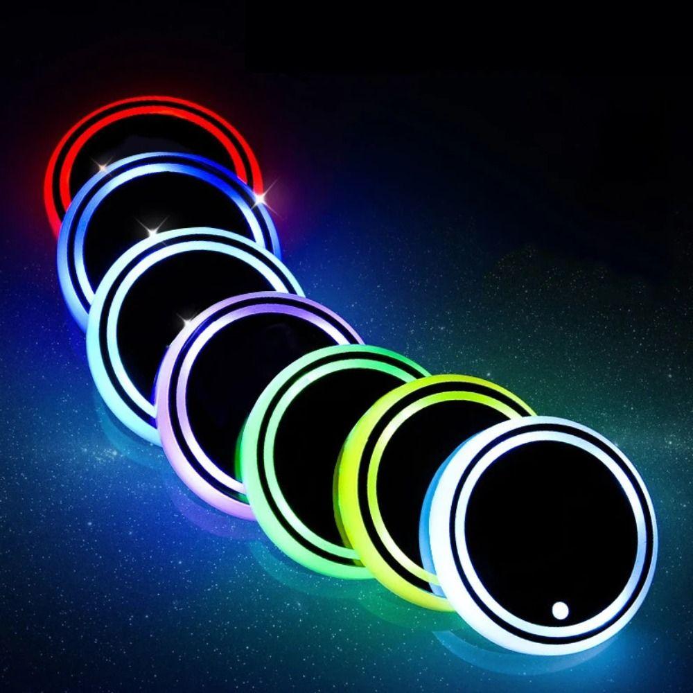 Anti Slip Colorful Cup Holder USB Charging Smart Glow Coaster  Interior Accessories