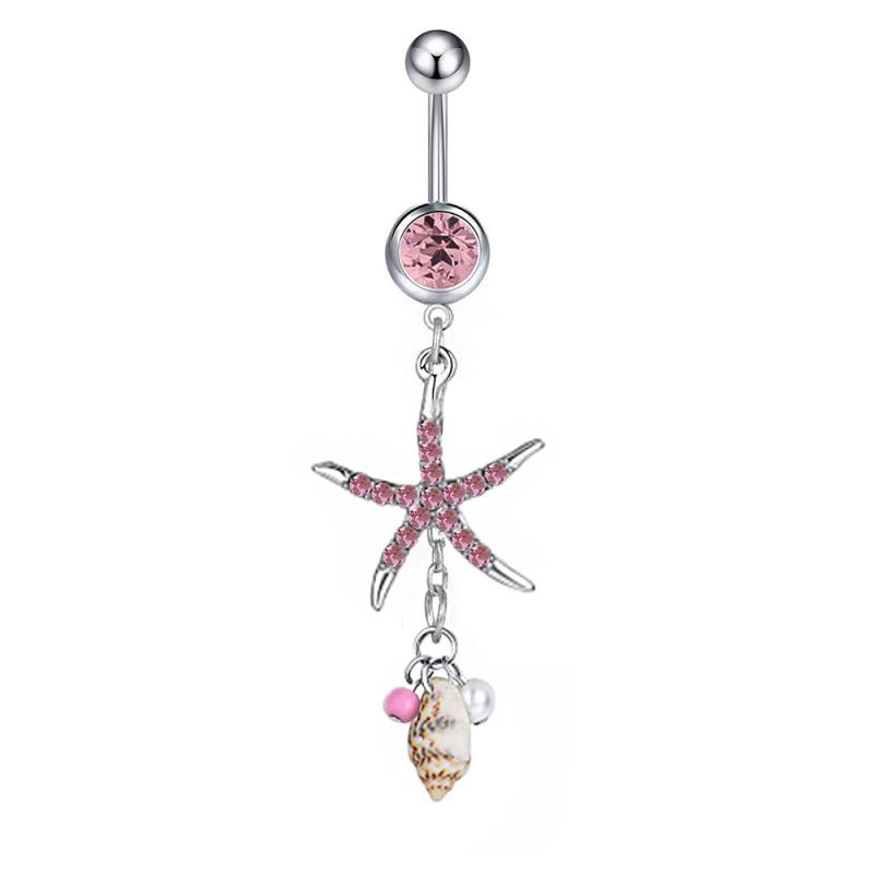 Seestern Diamant Muschel Anhänger Bauchnabelring Clip-On Bauchnabel Fake Piercing Zirkon Knorpel Clip-On Ohrring Körperschmuck