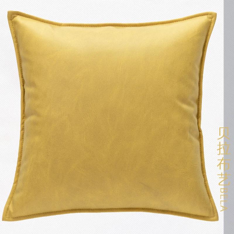 Solid Color Technology Cloth Pillowcase Modern Imitation Leather Waterproof Cushion Cover Nordic Sofa Living Room Decor