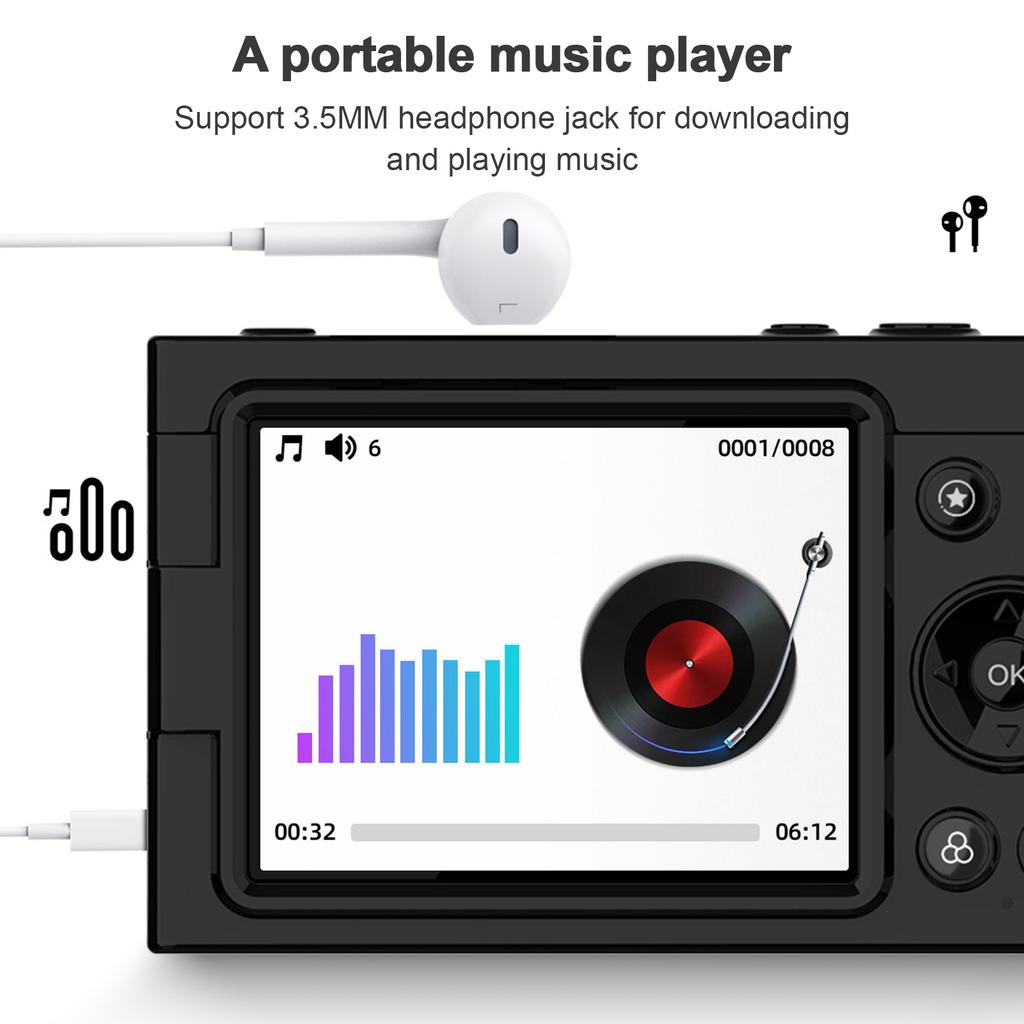Portable 4K CCD Digital Camera WiFi Digital Video Camera 64MP 2.83 Inch Screen Manual/Auto   28X Digital Zoom Built In Flash 80 Filter Effects Bir