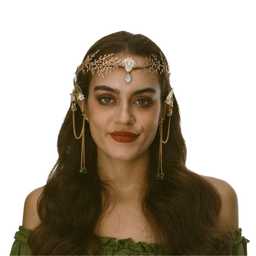 Flower Fairy Flower Leaf Crown Leaf Boho Elven Princess Tiara Garland Forest Floral Headband for Cosplay Photoshoot Wedding