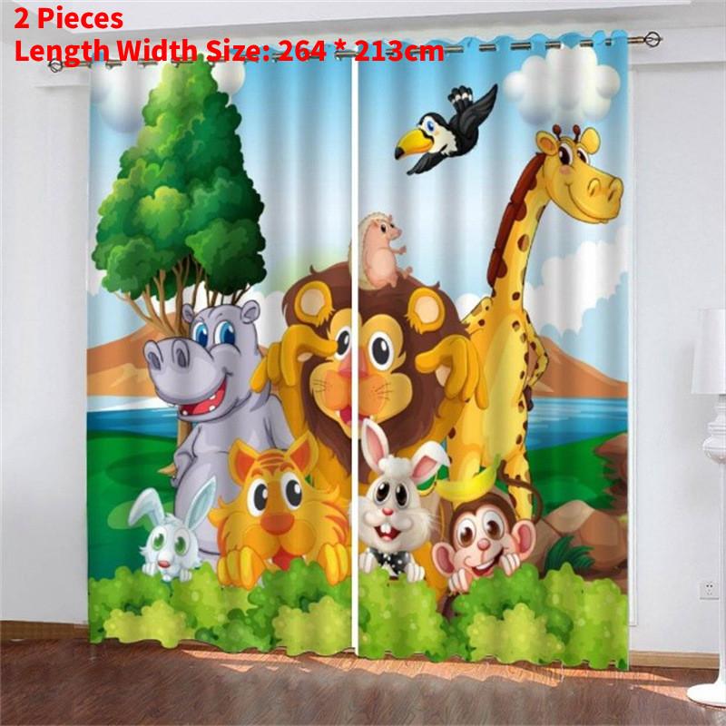 Zoo Curtain Forest Cartoon Children 3d Digital Printing Lightblocking Curtain