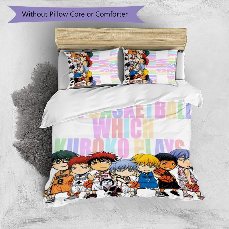 3pcs Kuroko's Basketball Design Cover Set - HD Printed Bedding with 1 Cover and 2 Pillowcases - Perfect for Home and Dorm Decor