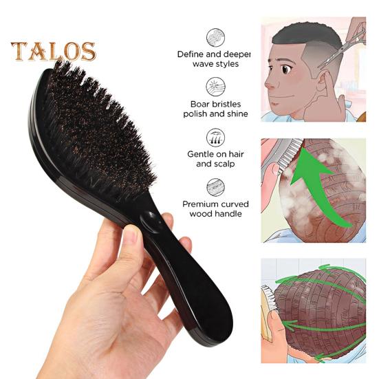 Men Beard Brush with Ergonomic Handle Nylon Boar Bristle Curved Wave Beard Straightener Brush Home Salon Men Mustache Grooming Styling Tools