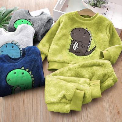 Children's Pajamas Set Flannel Autumn and Winter Thickened Girls Home Children's Coral Fleece Baby Pajamas