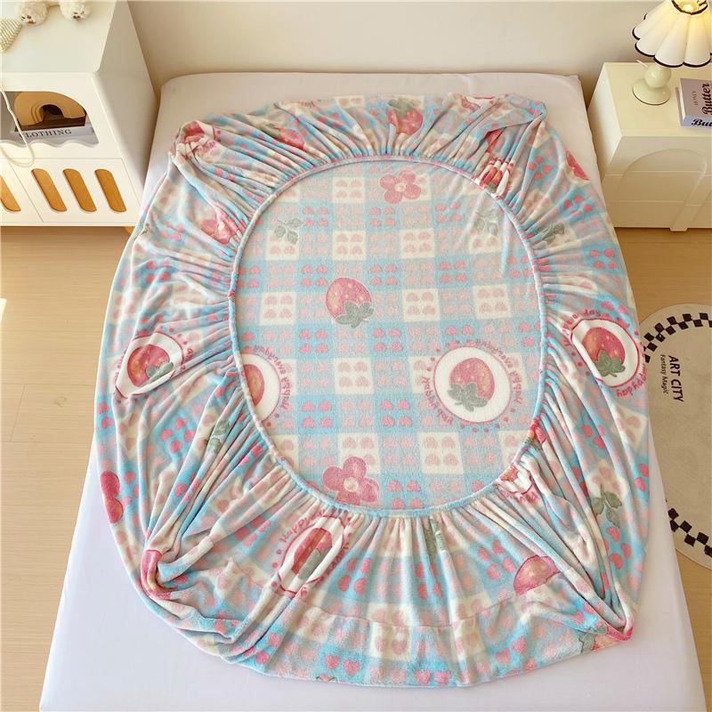 1pc Warm Bed Sheets for Winter Thick Flannel Fleece Fitted Bed Sheets Reactive Printed Drap De Lit Single/Queen/King Drap Housse