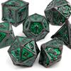 7 Pcs Black Green Skull Metal Dice Solid Metal Polyhedral Dice Set Suitable for Role-Playing RPG Board Game Card Game