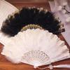 1PC Dance Hand Fan Party Decoration with Pendant Gothic Court Feather Lace Vintage Lolita Folding Fan