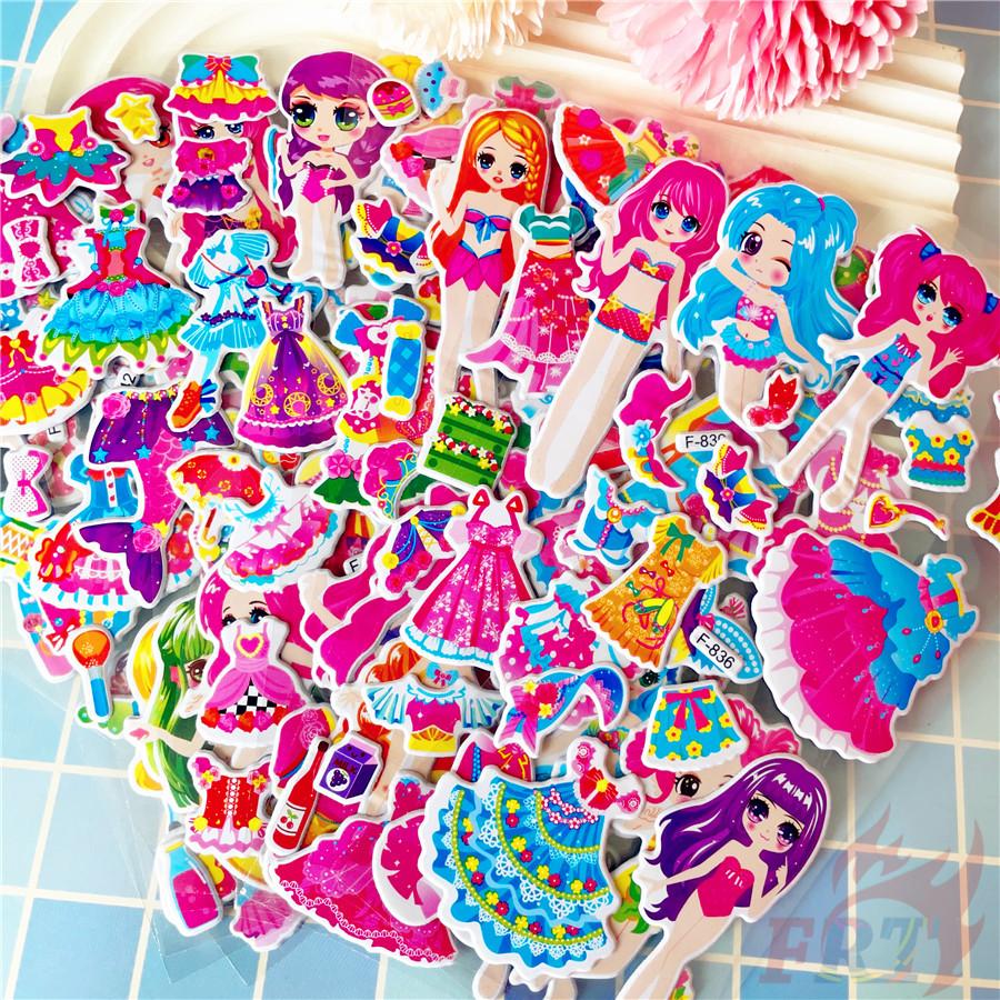 12Sheets/set Dress Up Girls Rewards Sticker Puffy Bubble Toys Stickers