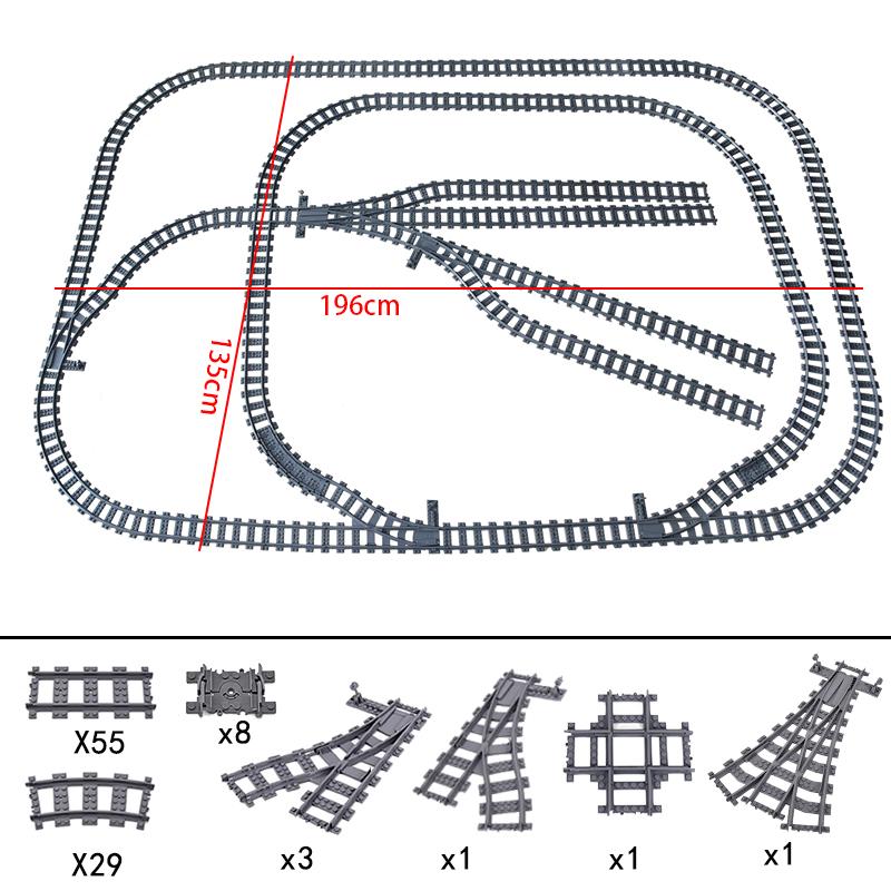 City Trains Bridge Flexible Switch Railway Tracks Rails Electric Crossing Forked Straight Curved Building Block Bricks Toys