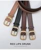 Women's Versatile Black Leather Belt - Fashionable Decorative Waistband for Jeans
