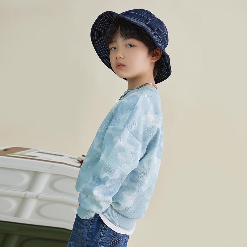 DuoDuoJia Boy s 3D Letter Tie-Dye Drop-Shoulder Sweatshirt 160