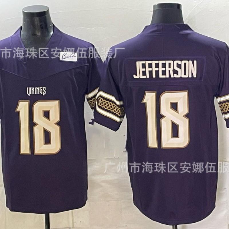 2026 Vikings Fotbalový dres 22 18 Krátký rukáv Vyšívaný Tým Sportovní košile