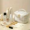 New High-end Gold Wire Women's Portable Makeup Bag with High Appearance and Large Capacity for Easy Storage,Travel Essentials