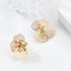 Pinkdudu Minimalist Floral Stud Earrings Gold Plated Zinc Alloy Stud Earrings Flowers with Metallic Veining Earring PD2210