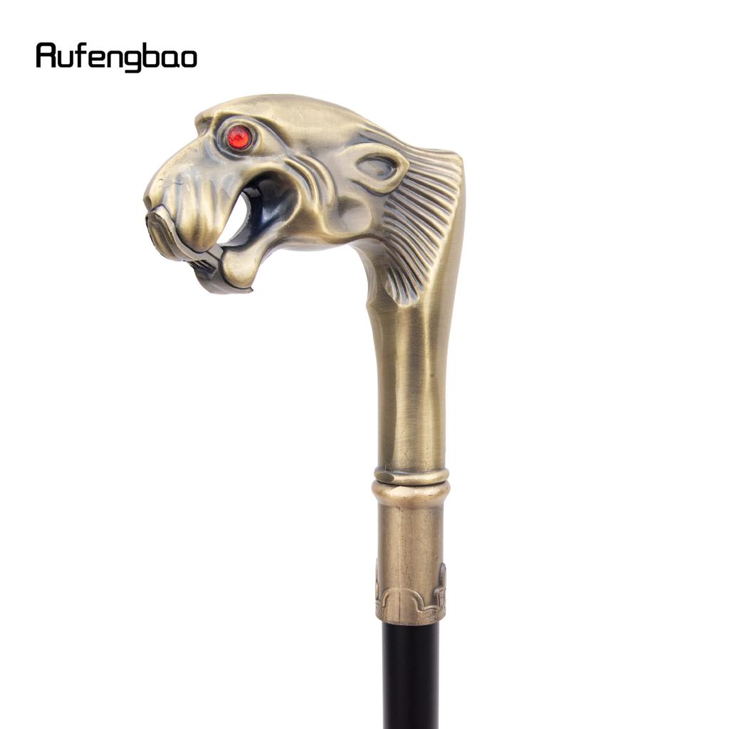 Copper Leopard Red Eye Luxury Fashion Cosplay Walking Stick Party Decorative Cane Elegant Crosier Knob Stick 92cm